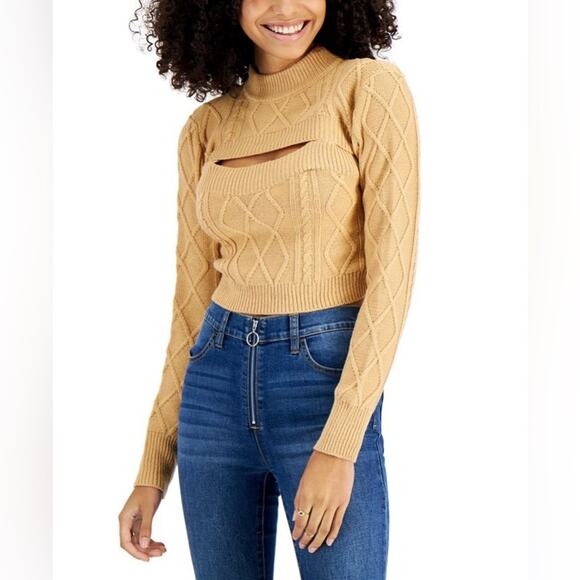 Say What Two Piece Cable-Knit Shrug & Tank Set Sz L - Picture 1 of 7